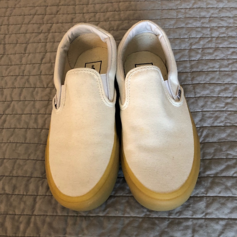White slip on vans